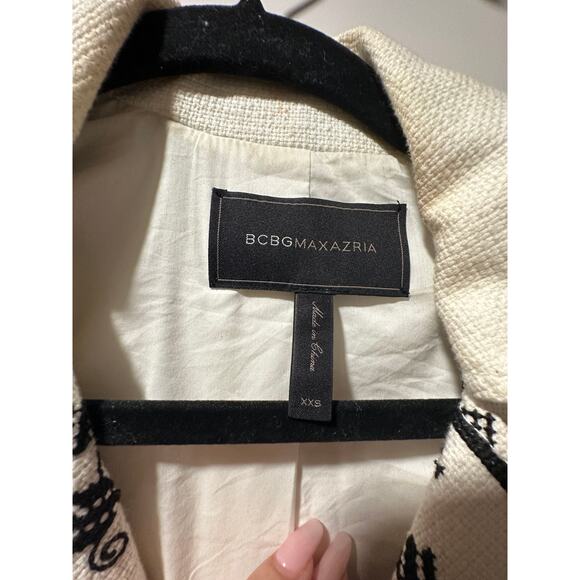 BCBGMAXAZRIA White and Black Blazer Kade Embroidered Jacket Size XXS - Picture 5 of 5